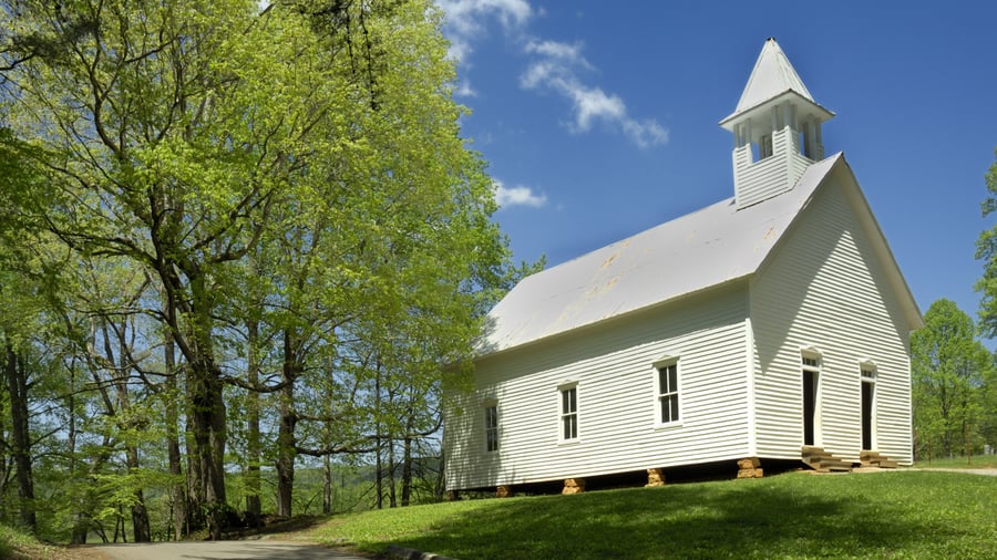 Kirke i Cades Cove i Great Smoky Mountains NP
