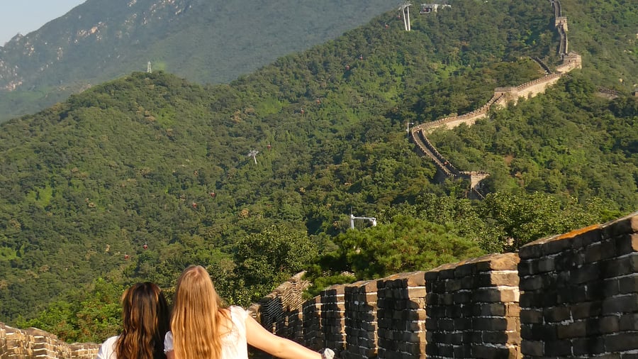 Girls on the Great Wall of China