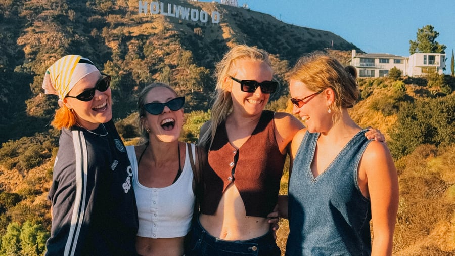 Checking out the Hollywood sign