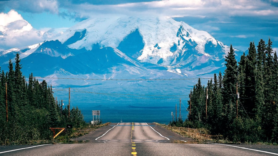 Landevejen ved Glenallen, Alaska