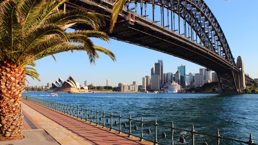 Harbour Bridge med operahuset i baggrunden.