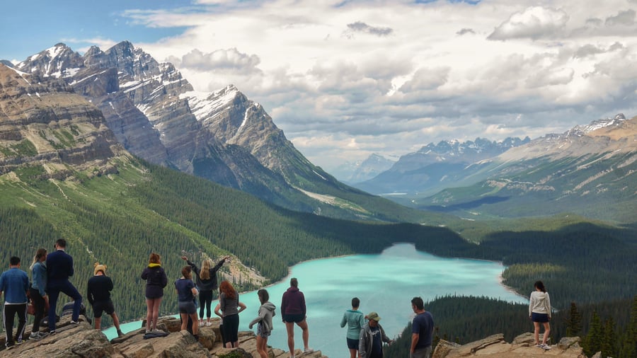 Breathtaking view of mountains and turquoise lake