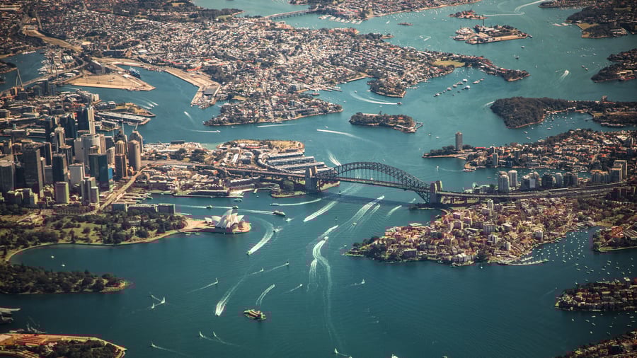 Sydney set fra flyet