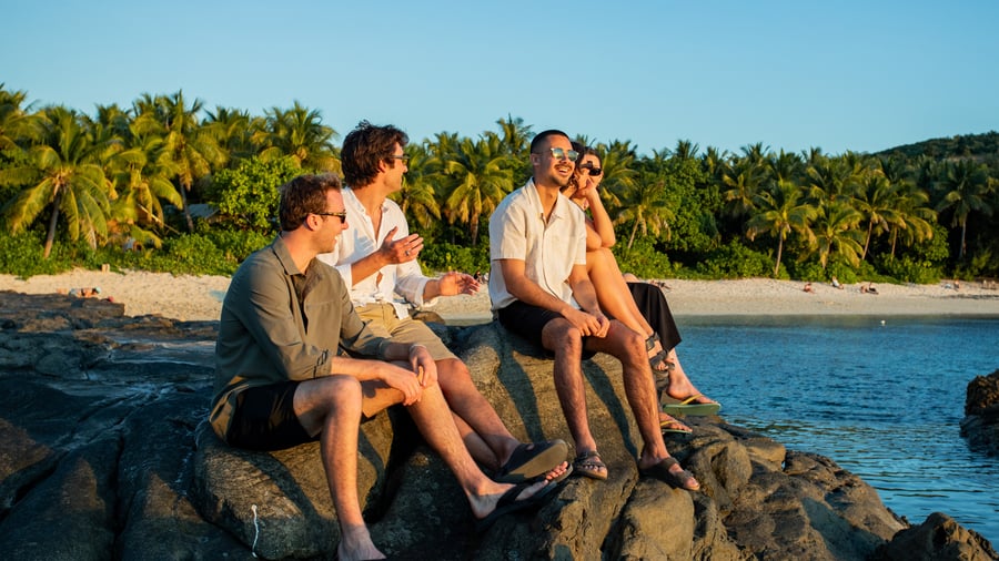 Friends enjoying the sunset in Fiji