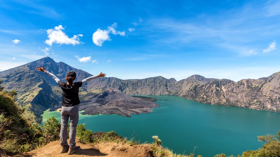 Baru Jari-vulkanen i Rinjani-bergen på Lombok