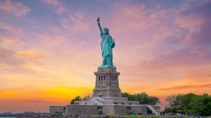 Frihedsgudinden ved indsejlingen til New York