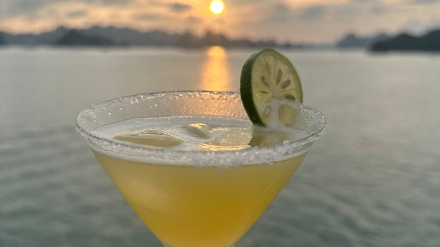 Having a drink on Ha Long Bay