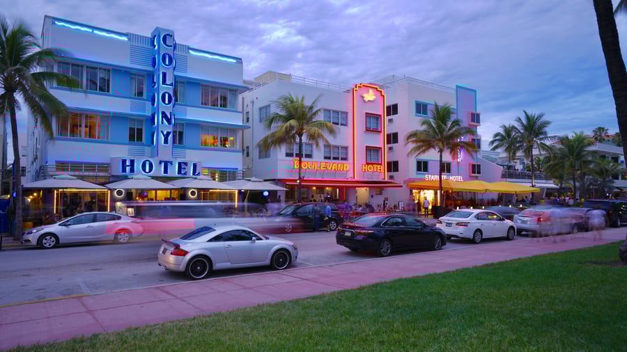 Art deco huse på Ocean Drive i  Miami beach