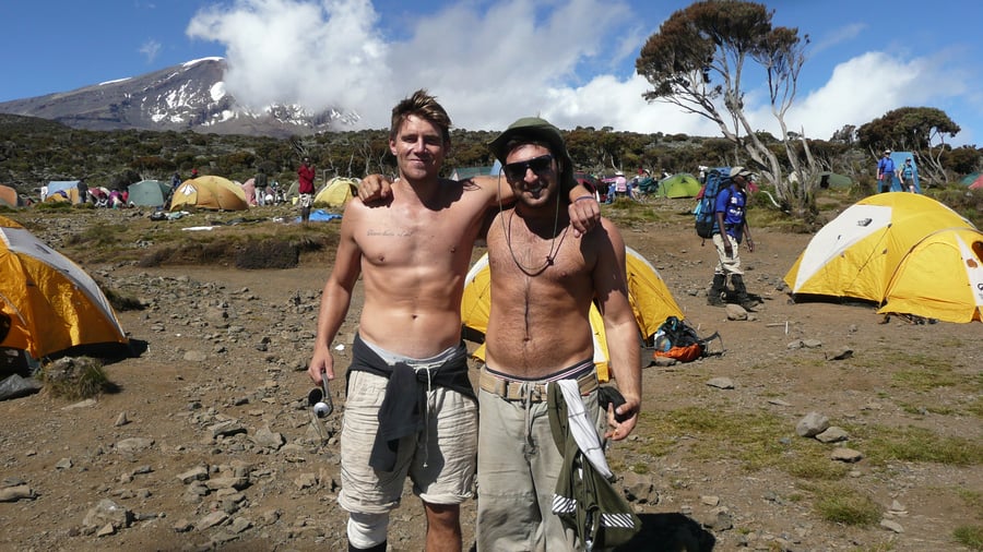 Two guys camping in Tanzania
