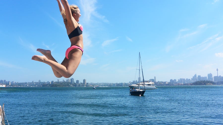 Jumping in the water