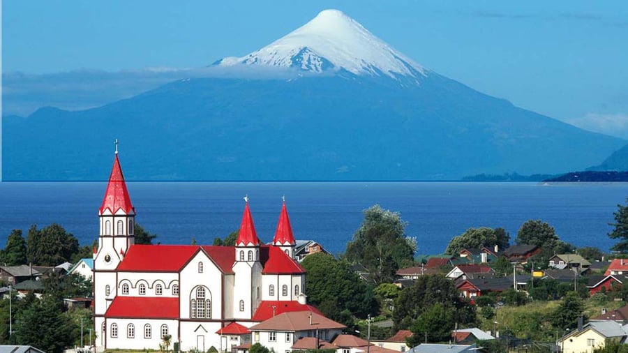 View over the city Puerto Varas in Chile