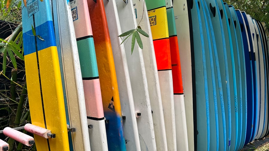 Surf boards in Costa Rica