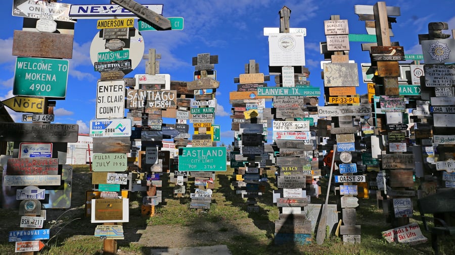 Skilteskoven i Watson Lake, Yukon, Canada