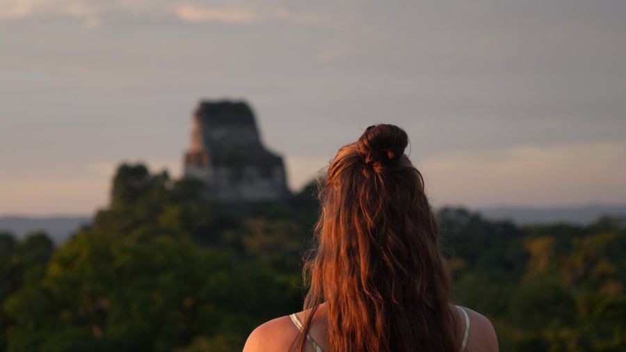 Ancient ruins at sunset
