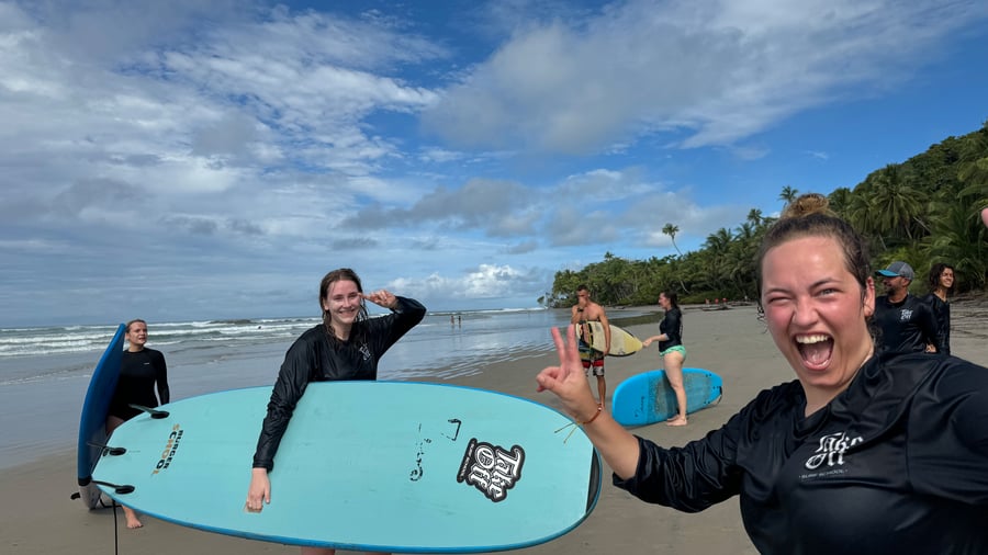 Friends at surf camp in Costa Rica