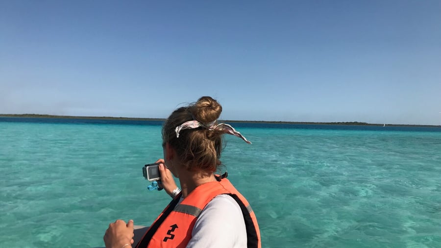 Blue waters in Bacalar, Mexico