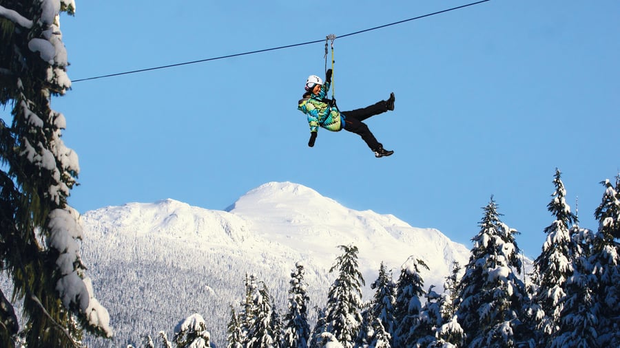 Person on zipline in Whistler