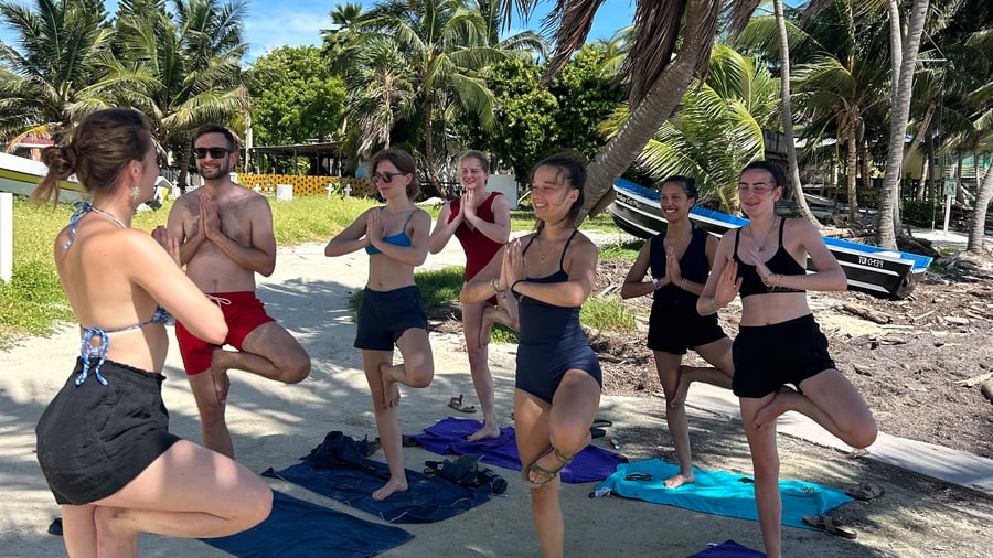 Yoga on the beach in Belize