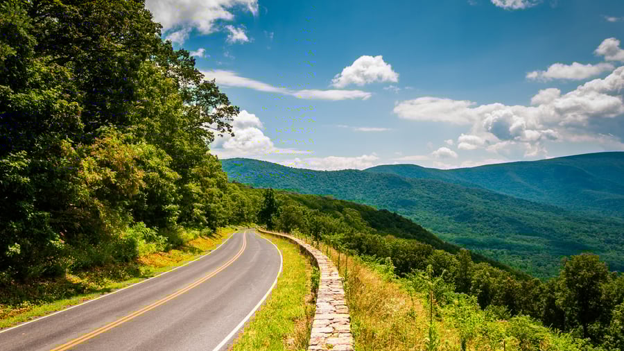 Blue Ridge Mountains i Shenandoah NP, Virginia.