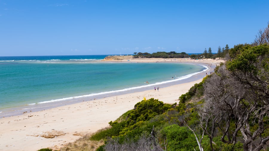 White sand beach with crystal waters