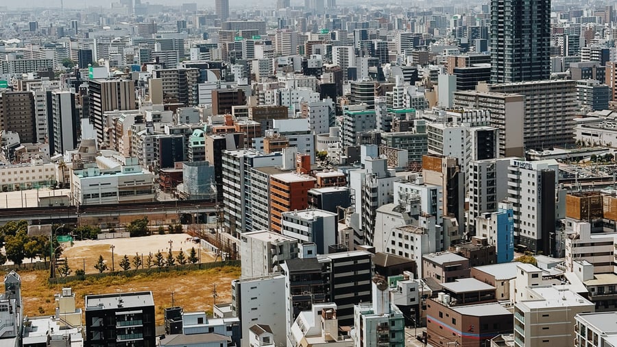 Birds eye view of Osaka