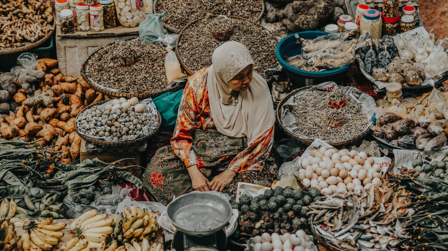 Woman in market in Indonesia