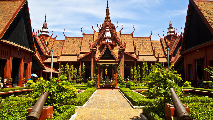 Nationalmuseet i Phnom Penh med khmerhistoria