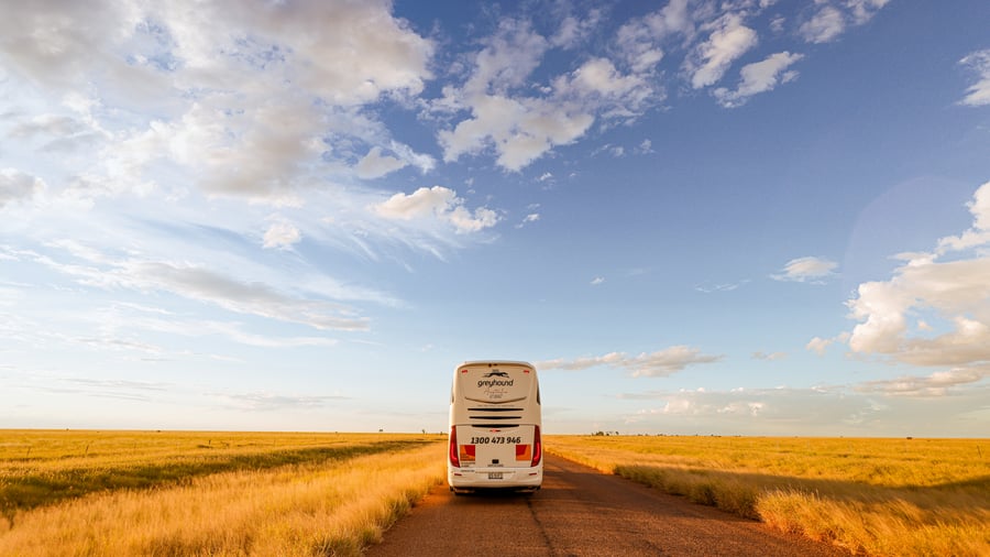Bus driving on the countryside