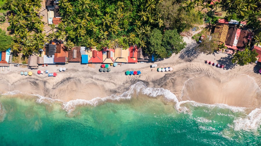 Overhead shot of Virgin Beach in Bali