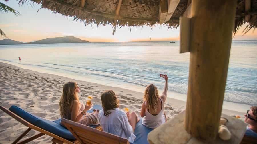 Relaxing in Fiji with friends
