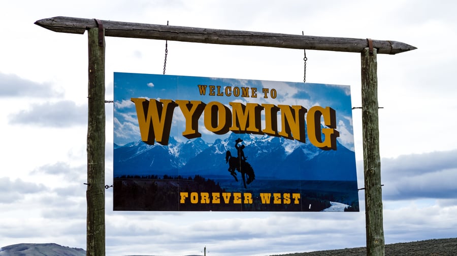 På vej over statsgrænsen til Wyoming