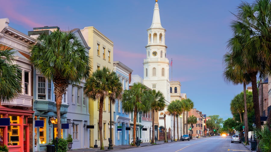 Beautiful pastel houses in Charleston