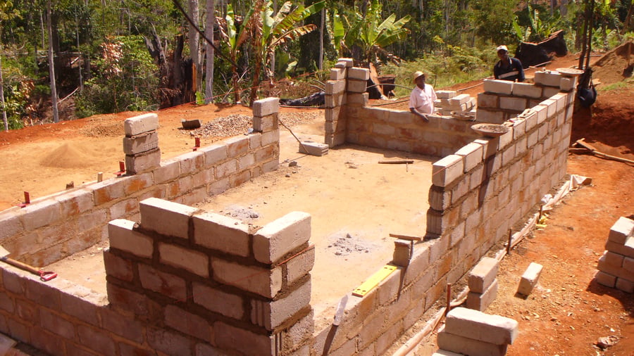 Brick laying volunteer project in Africa