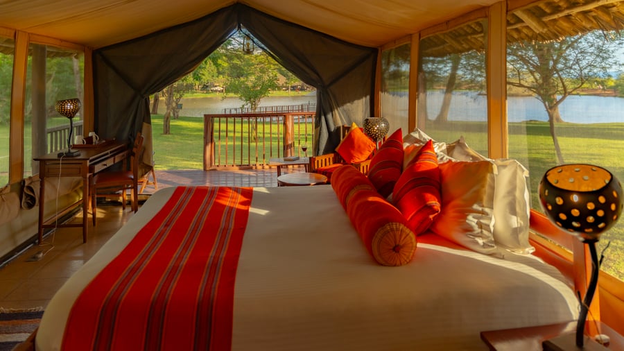 Overnatning i safaritelt på Voyager Ziwani Camp