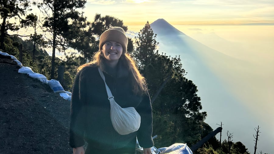 Sunrise with a view of the Acatenango volcano