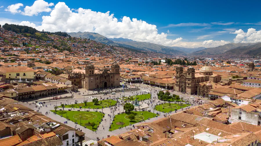 Udsigt ud over Cusco og Plaza de Armas