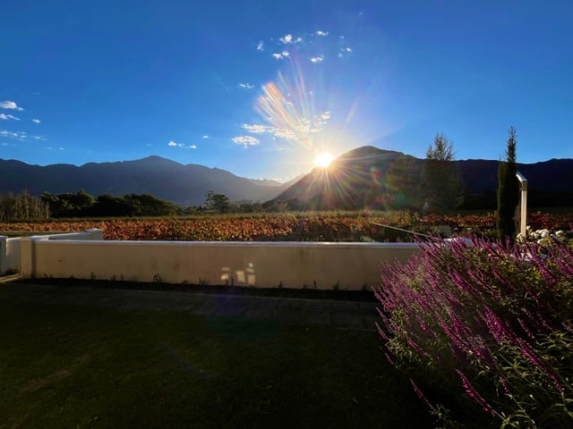 Solnedgång i Franschhoek