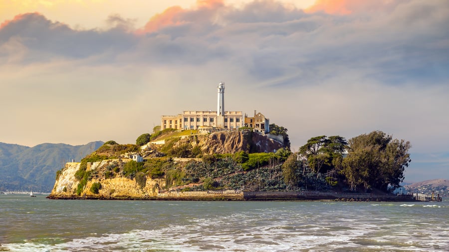 Alcatraz øen ude i San Franciscon bugten