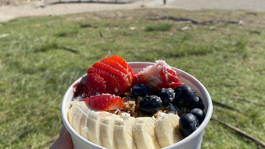Enjoying a smoothie bowl in LA