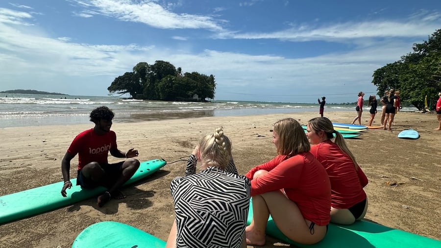 Go surfing during your group trip in Sri Lanka