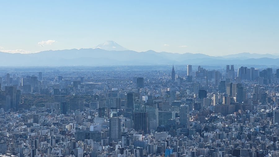 Utsikt över Tokyo och Mt. Fuji från Tokyo Sky Tree