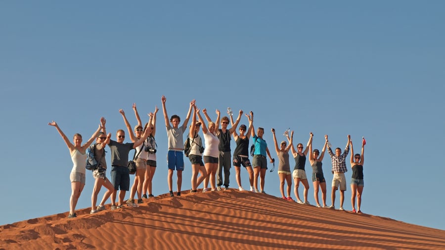 Group of people on Sossusvlei Sand Dunes