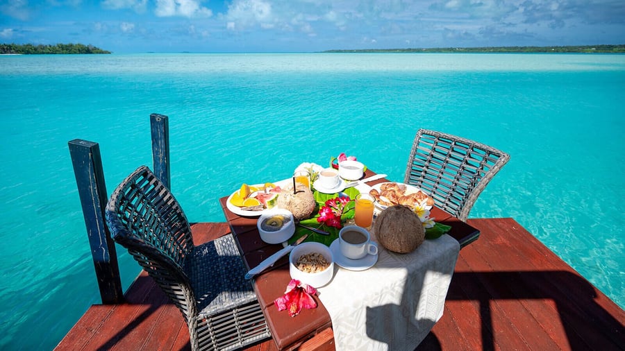 Härlig gastronomi vid Aitutaki Lagoon