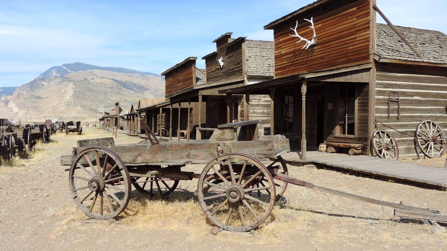 Spökstad nära Cody i Wyoming