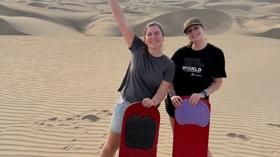 Sandboarding in the desert