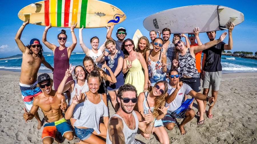 Group surfing in Mexico