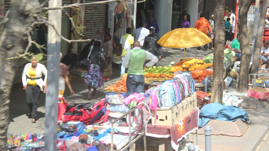 People at a market in Johannesburg