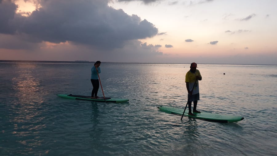 Paddleboarding in Maldives