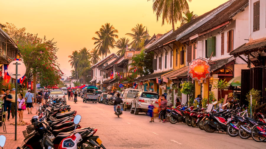 Street in Luang Prabang at sunset
