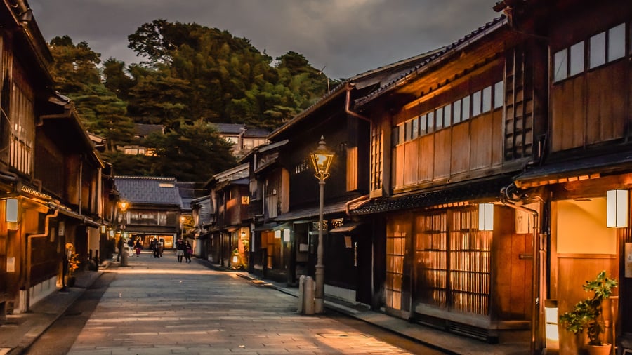 Traditionel geisha-kvarter i Kanazawa